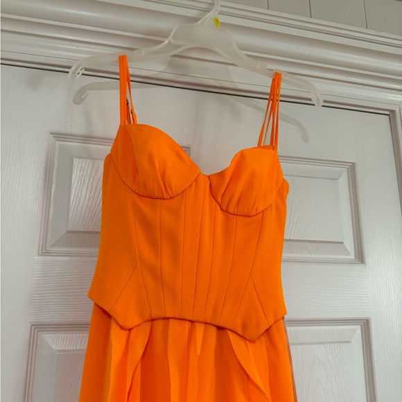 Oh Polly Perrine Corset Frill Skirt Maxi Dress in Tangerine Size 2 - Picture 8 of 14